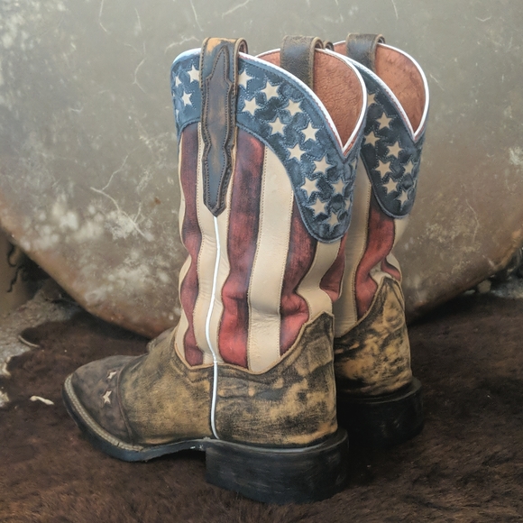 DAN POST DP3914 "Betsy" American Flag cowgirl western boots square toe sz 8.5 - Picture 5 of 16